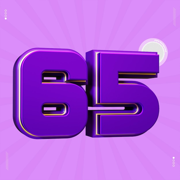 3D-Rendernummer 65 Schriftart lila