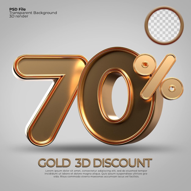 3D-Rendernummer 70 Prozent Goldstil