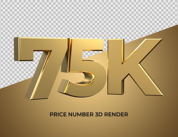 3d-rendernummer 75k goldstil