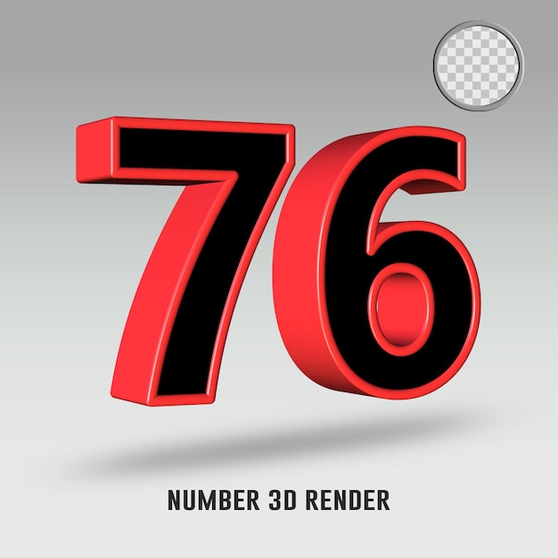 3D-Rendernummer 76 schwarz-rote Farbe