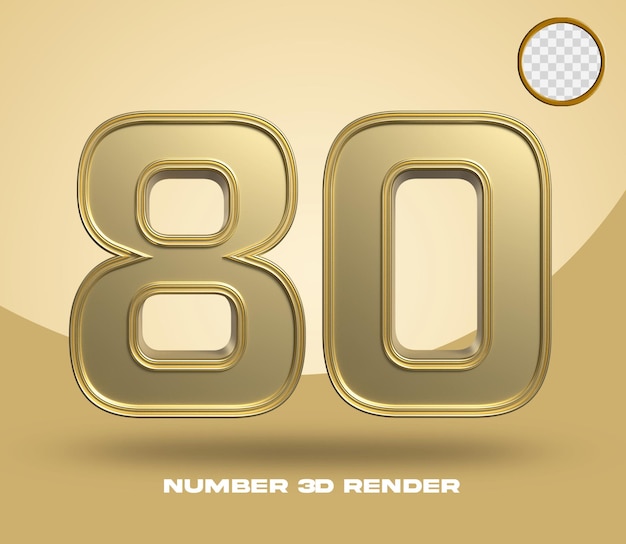 3d-rendernummer 80 goldfarbe