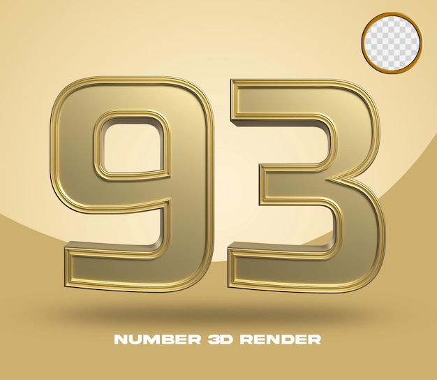 3d-rendernummer 93 goldfarbe