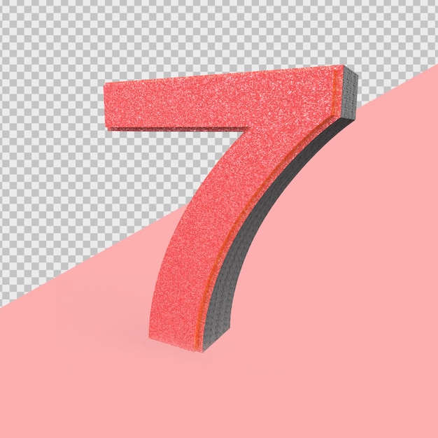 3D-Rendernummer Rot 7