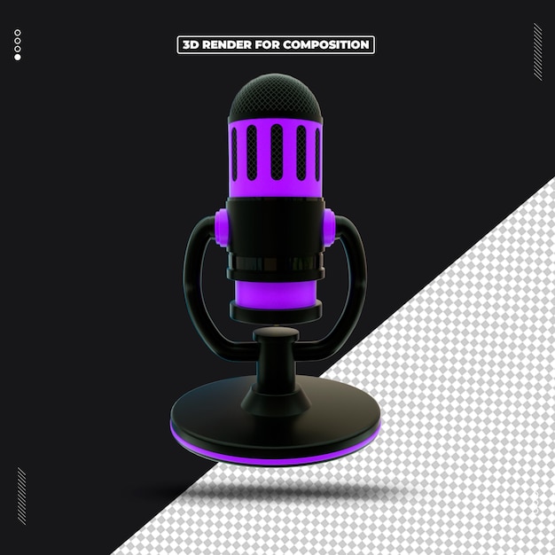 PSD 3d-renderobjekt-symbol-mikrofon-podcast