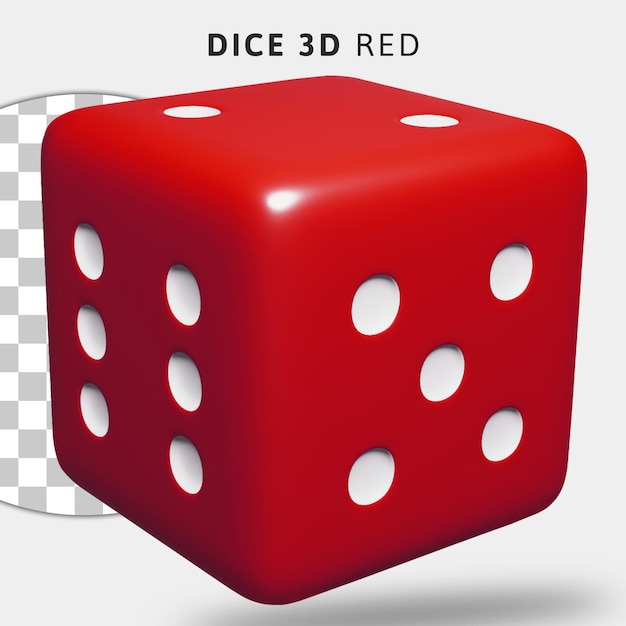 3D renderování červené kostky na transparentním pozadí