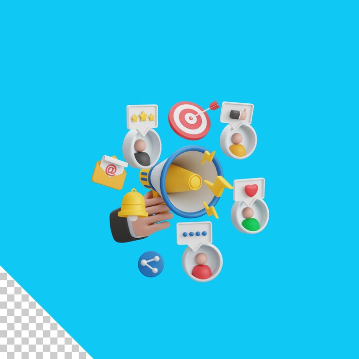 PSD 3d renderování digitálního marketingu izolované užitečné pro marketing a ilustrace obchodního návrhu