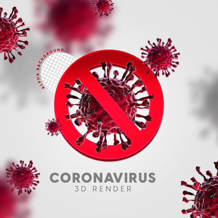 PSD 3d renderování koronaviru izolované pro složení