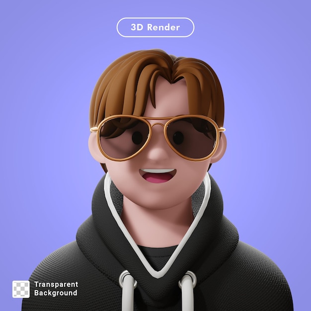 3D renderování kresleného avatara, izolované