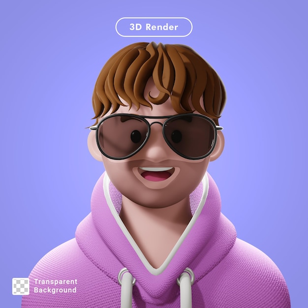 3D renderování kresleného avatara, izolované