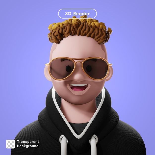 3D renderování kresleného avatara, izolované