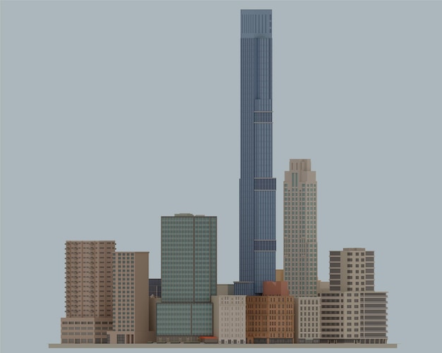3D renderování Low poly budovy Mrakodrap New York City