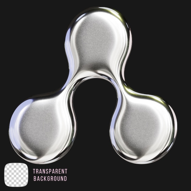3D renderování symbolu Y2K Chrome na transparentním pozadí