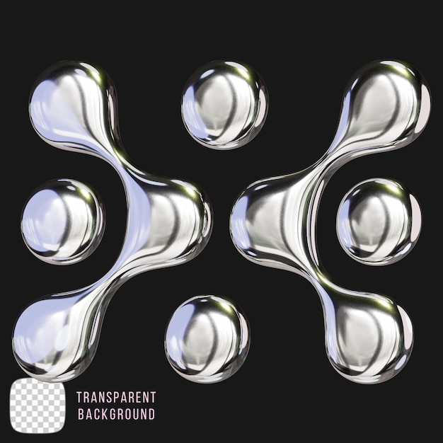 3D renderování symbolu Y2K Chrome na transparentním pozadí