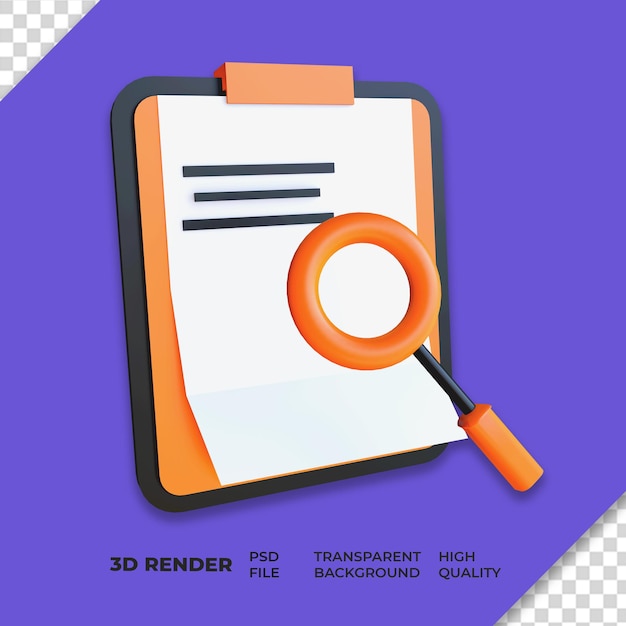 PSD 3d-renderre überprüfen sie die konzeptillustration