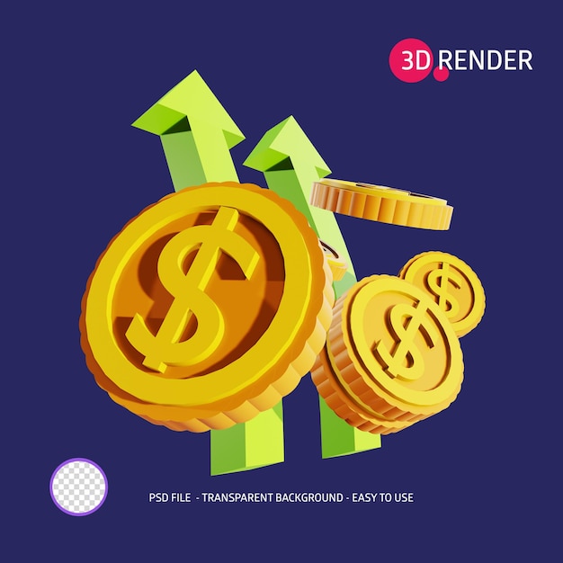 3D-Rendersymbol Dollar-Gewinn 2