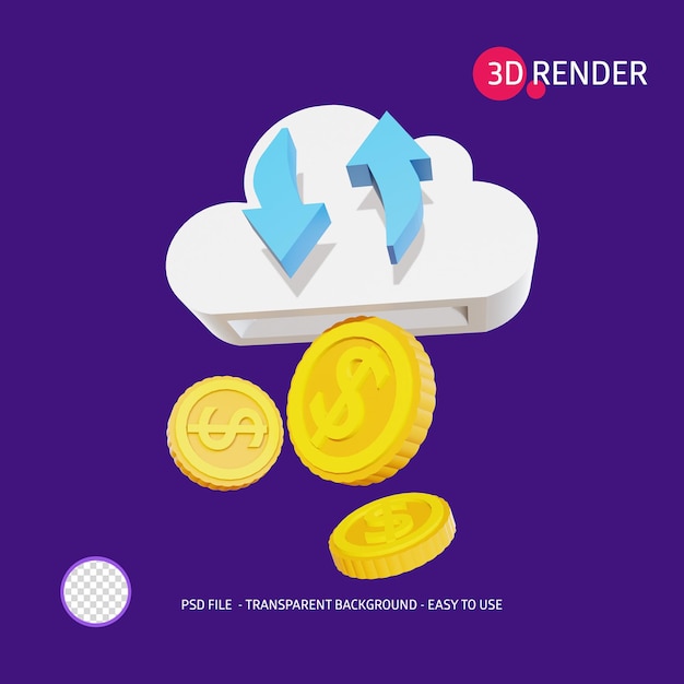 3D-Rendersymbol Dollar-Synchronisierung