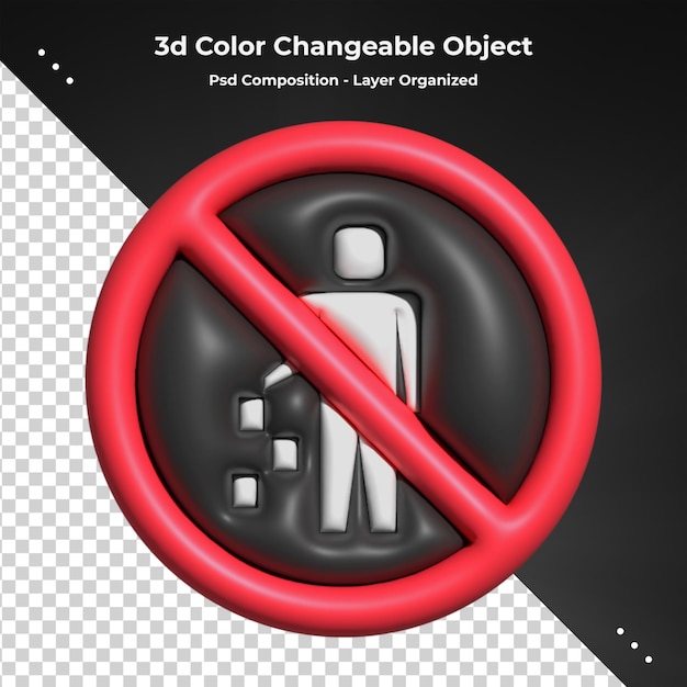 3D-Rendersymbol für Einbahnverkehrszeichen Rauchen verboten