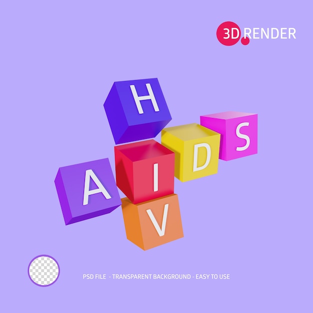 PSD 3d-rendersymbol für hiv-hilfen
