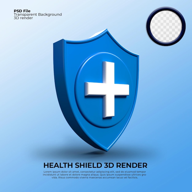 PSD 3d-rendersymbol gesundheitsschild grüner pandemieimpfstoff