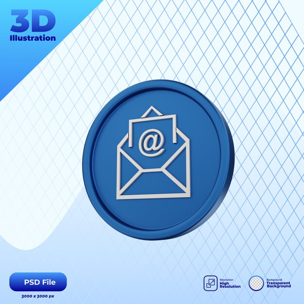 3D-Rendersymbol grundlegende E-Mail