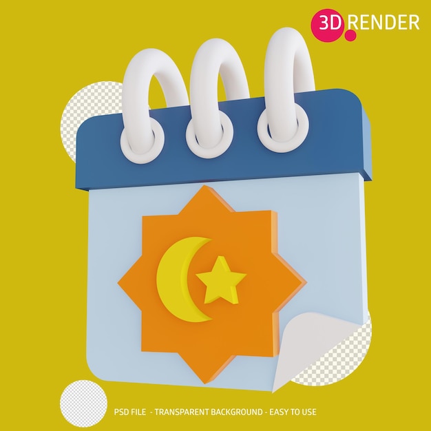 3D-Rendersymbol islamischer Kalender