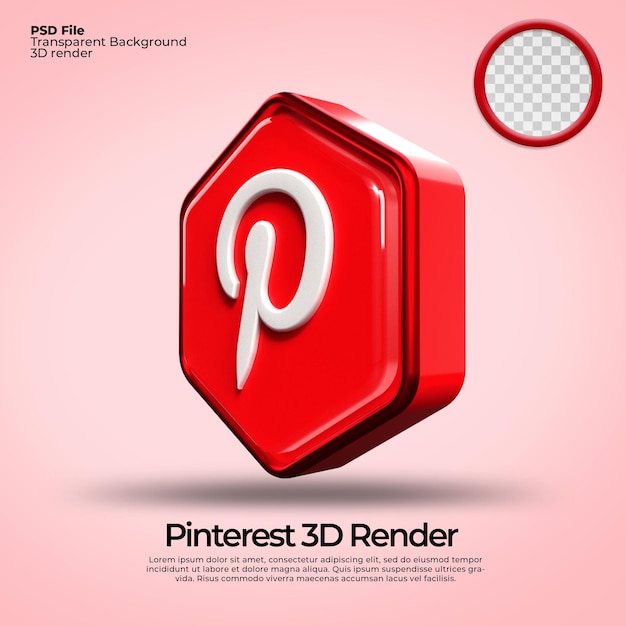 3D-Rendersymbol Pinterest mit transparentem Hintergrund