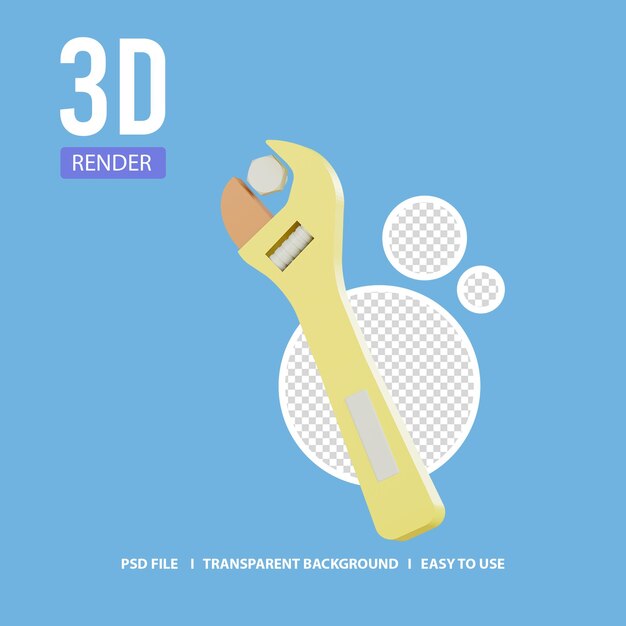 PSD 3d-rendersymbol schraubenschlüssel