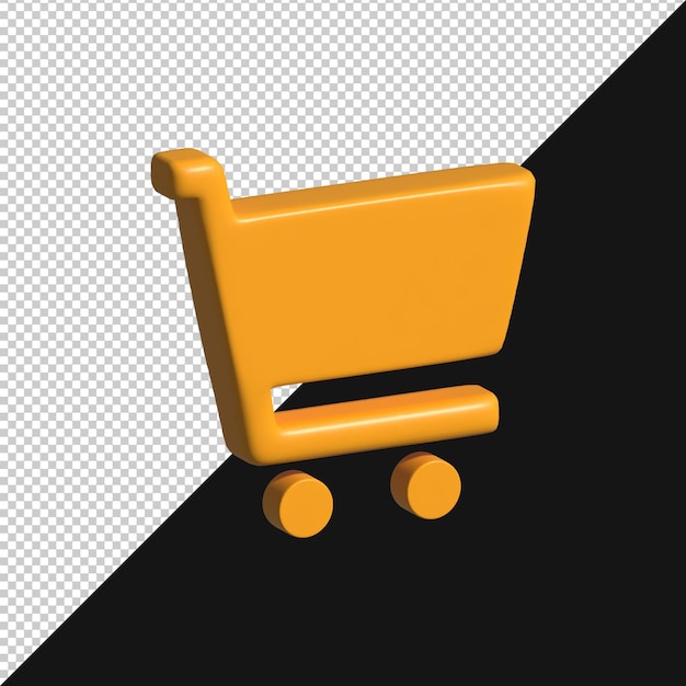 3D-renderte orangefarbene Einkaufswagen-Symbol für Online-Einkauf und E-Commerce