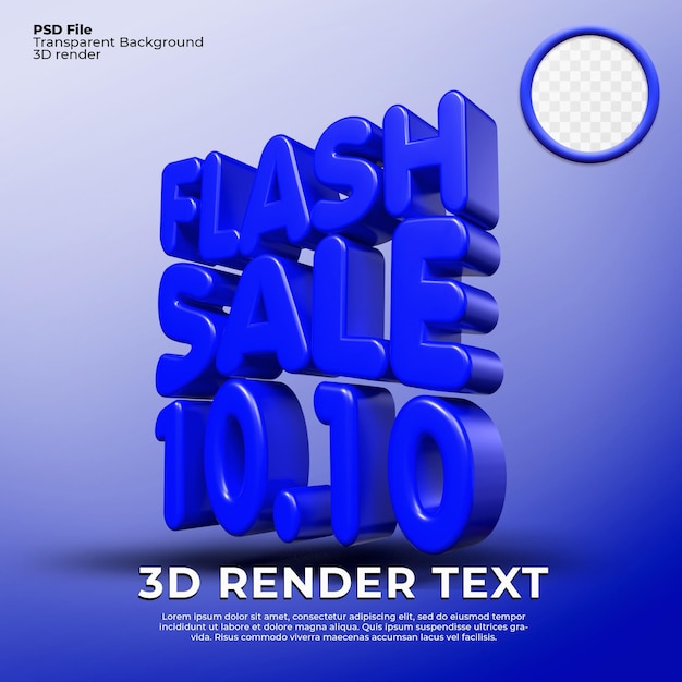 PSD 3d-rendertext flash sale 10.10 blaue farbe