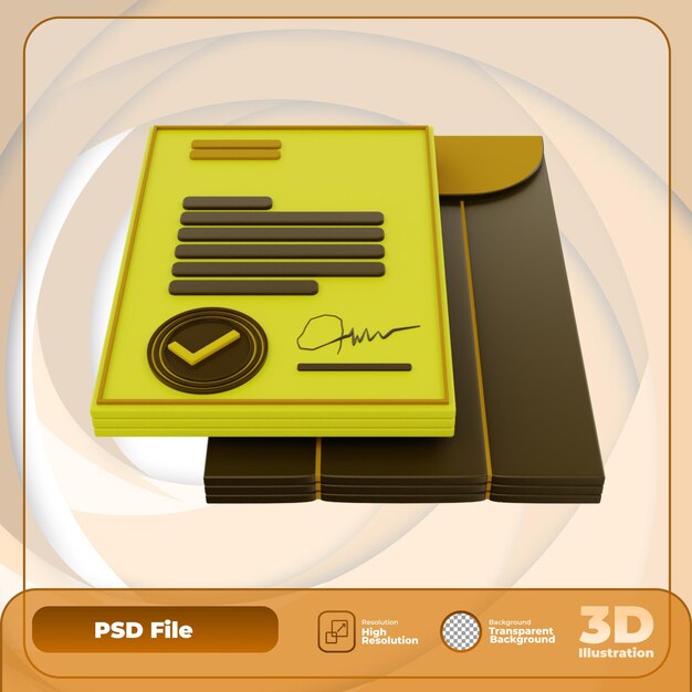 PSD 3d-rendervertrag symbol illustration