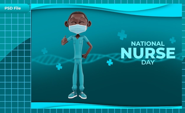 PSD 3d-rendervorlage national nurse day illustration