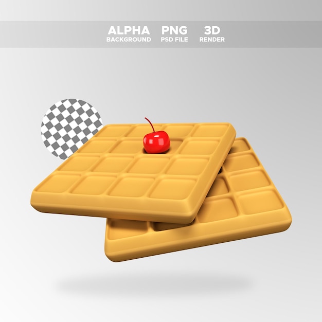 3d-renderwaffel mit kirschsymbol zur designillustration