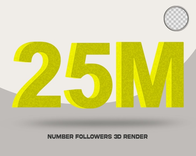 3D-Renderzahl Follower im Social-Media-Schwammstil