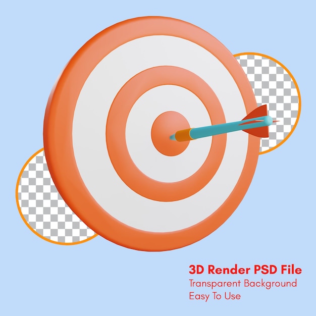 3d-renderzielsymbol mit transparentem hintergrund