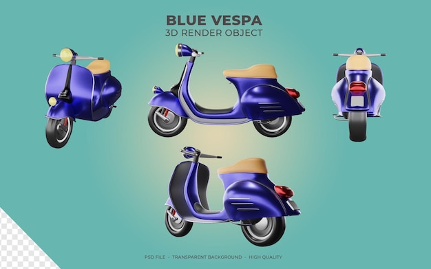 PSD 3d rending blauer roller vespa