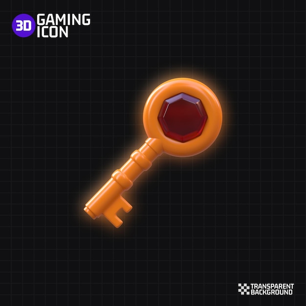 3d rending golden key gaming icon