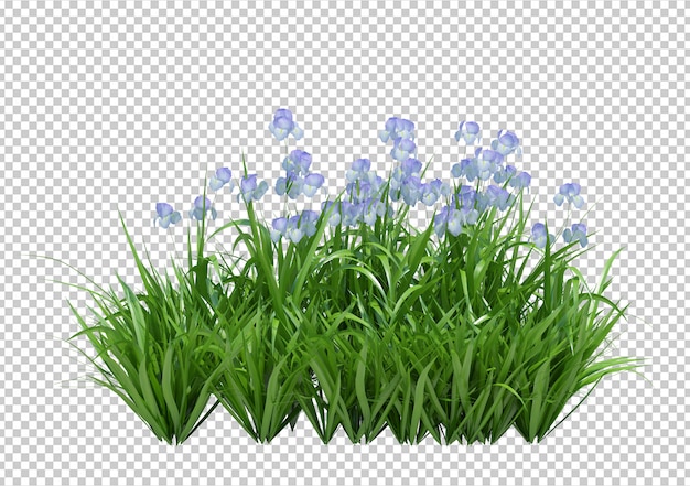 3d rendono di fiori con foglie