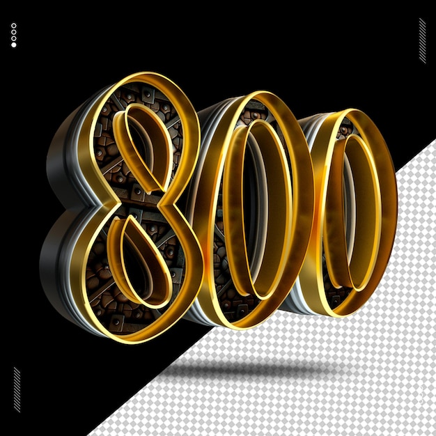 3d rendono il carattere numerico oro medievale