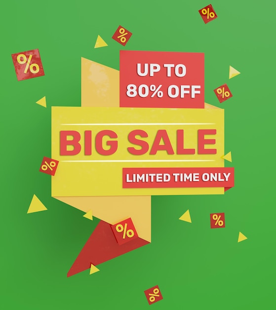 3d rendono il grande banner di promozione di vendita colorato