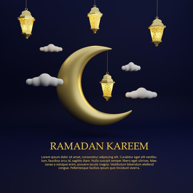 3d rendono il saluto del Ramadan dell'oro