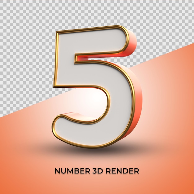 3d rendono l'elegante numero 05 con stile contorno oro