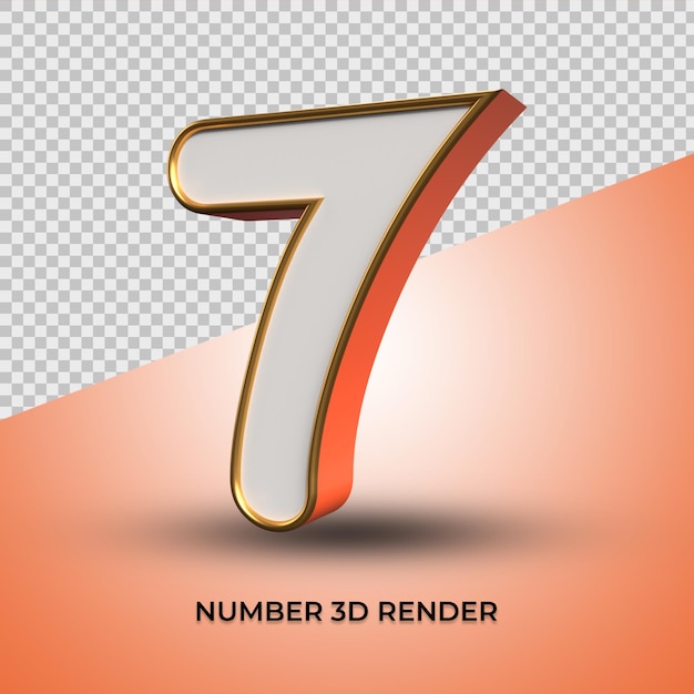 3d rendono l'elegante numero 07 con stile contorno oro