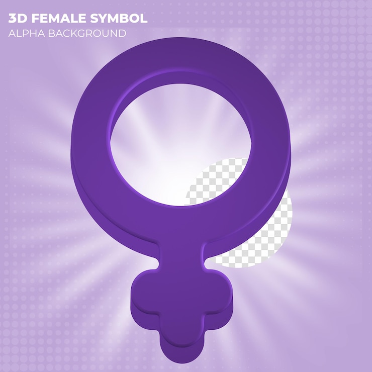 PSD 3d rendono l'icona simbolo femminile in viola per le donne