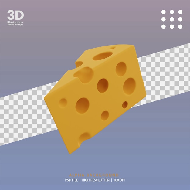 3d rendono l'illustrazione del formaggio