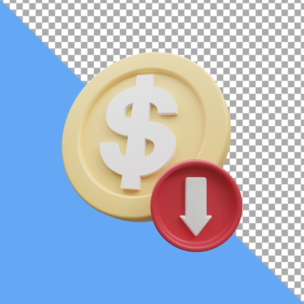 3d rendono l'illustrazione dollaro verso il basso