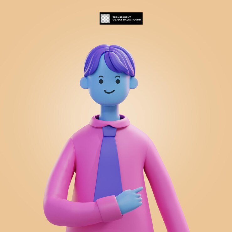 PSD 3d rendono l'illustrazione isolata del direttore delle vendite di affari del personaggio dei cartoni animati del giovane