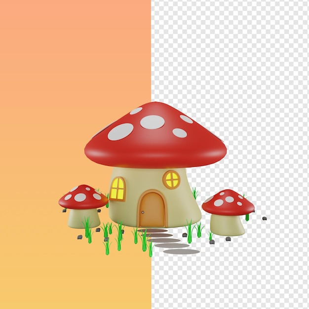 3d rendono la casa dei funghi