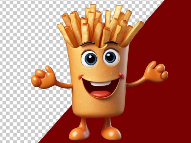 3d Rendre Un Mignon Et Heureux Dessin Animé Frites Frites