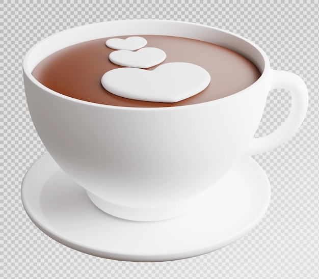 PSD 3d rendu de café latte avec tasse