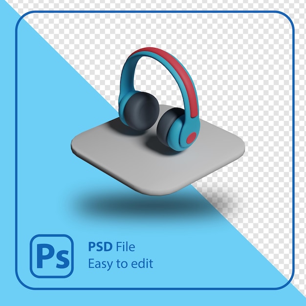 PSD 3d, rendu, casque, icône, illustration, isolé